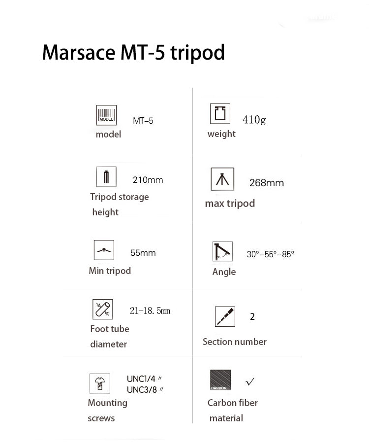 Marsace MT-5 carbon fiber high bearing desktop mini tripod