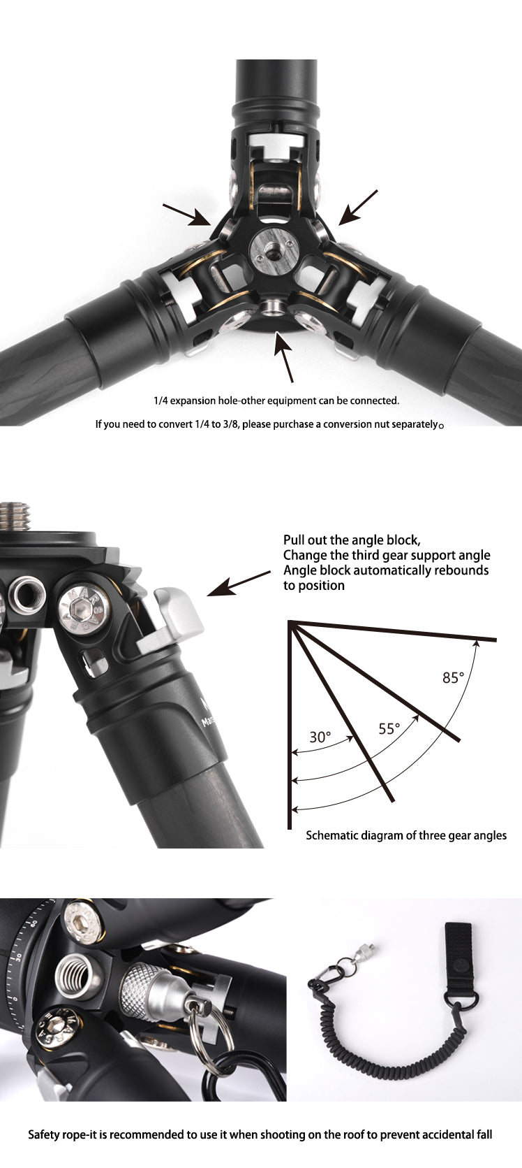 Marsace MT-5 carbon fiber high bearing desktop mini tripod