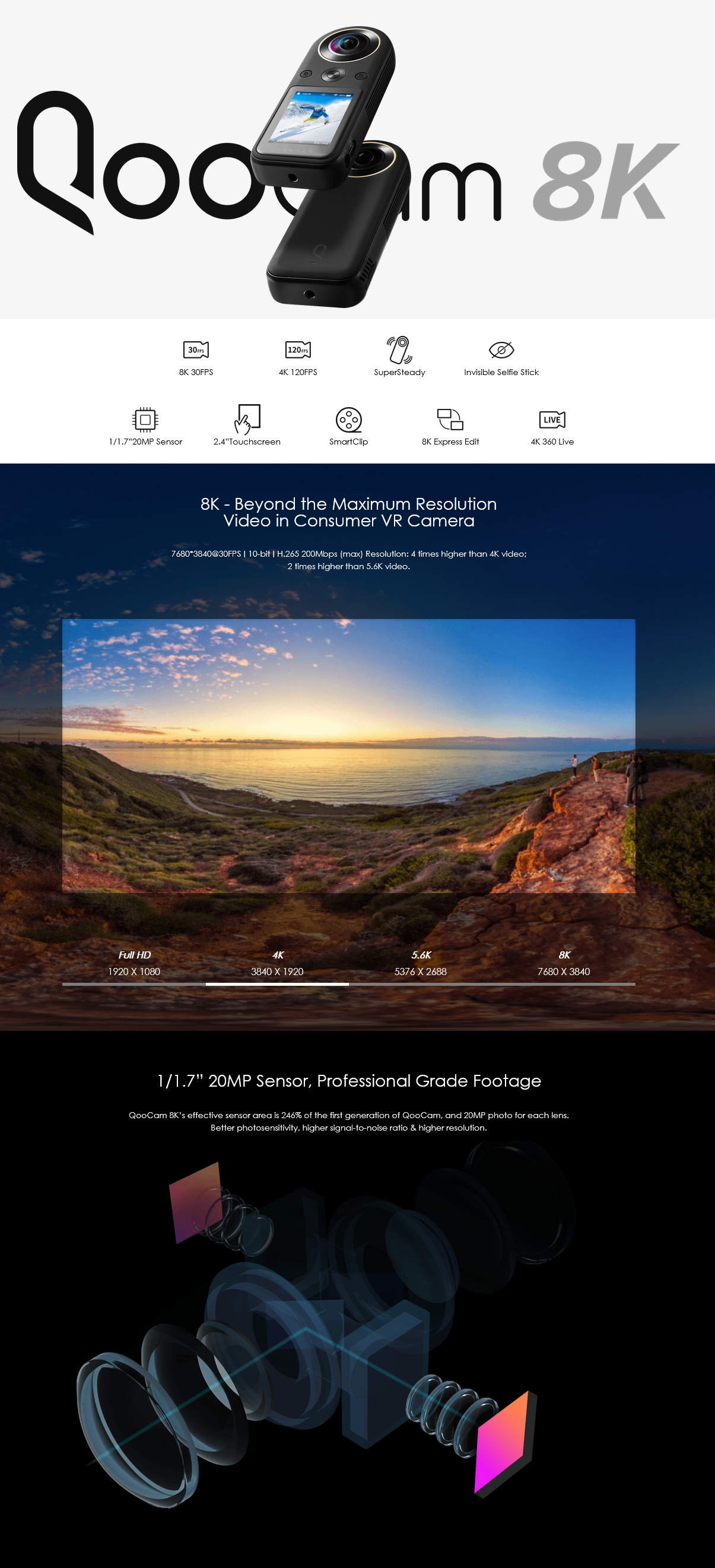 QooCam 8K industry version professional panoramic camera