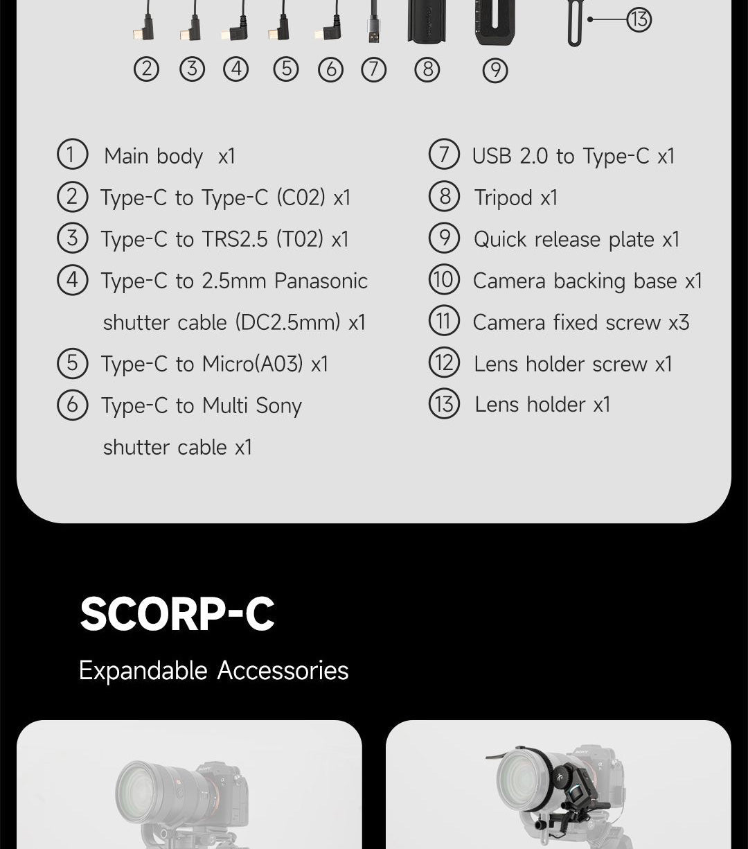 Feiyu SCORP-C 3 Axis Handheld Gimbal Stabilizer for DSLR Mirrorless Camera