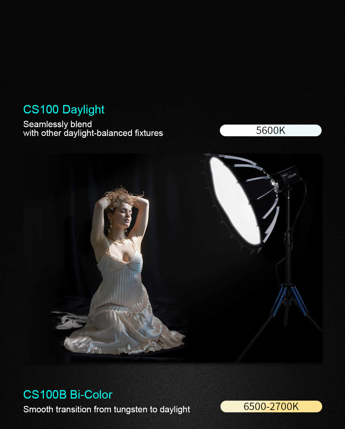 SIRUI 100W LED Monolight CS100 Daylight CS100B Bi-Color-9