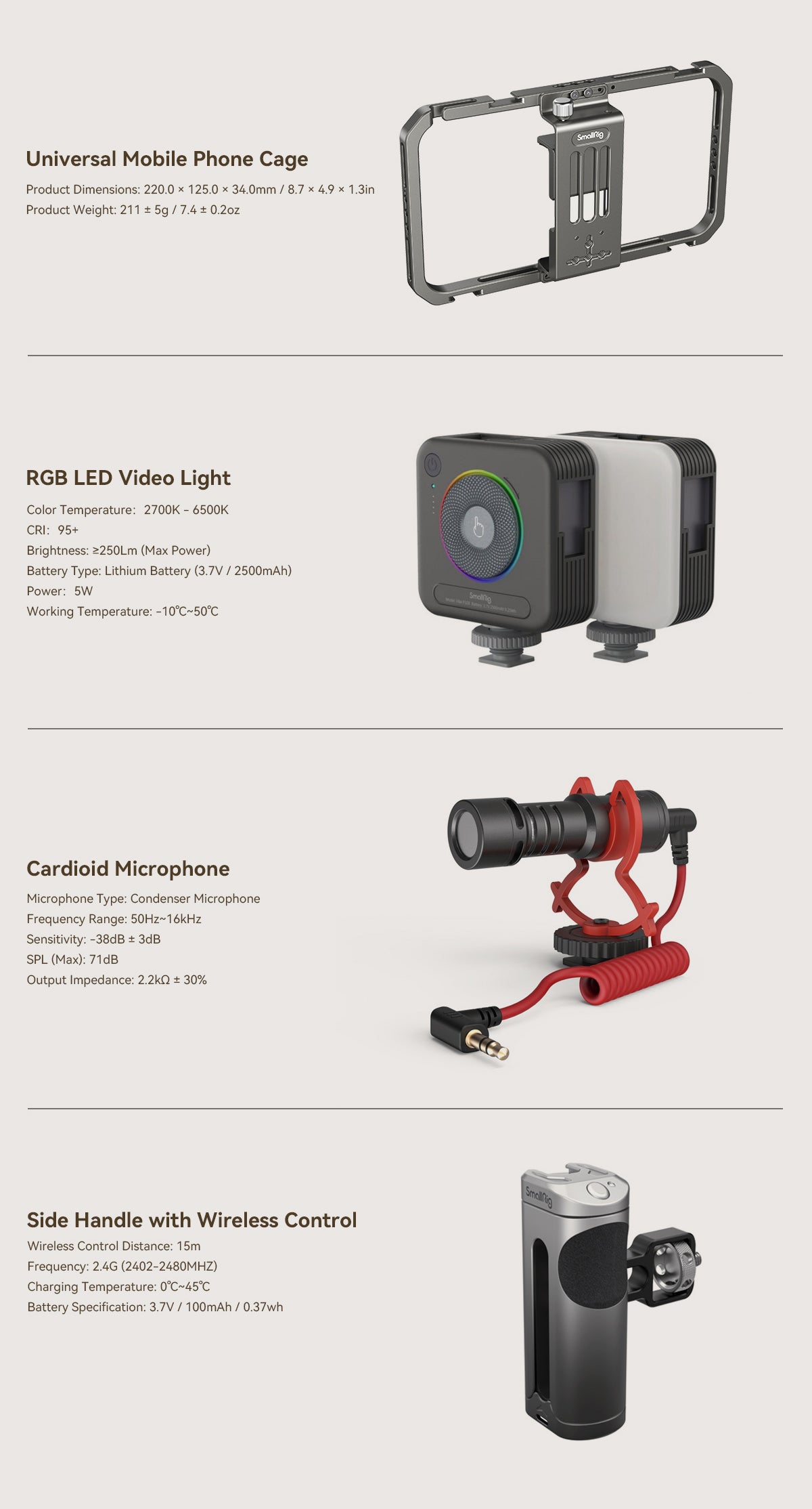 SmallRig All-in-One Mobile phone Video Rig kits Ultra for video Creators 3591C-13