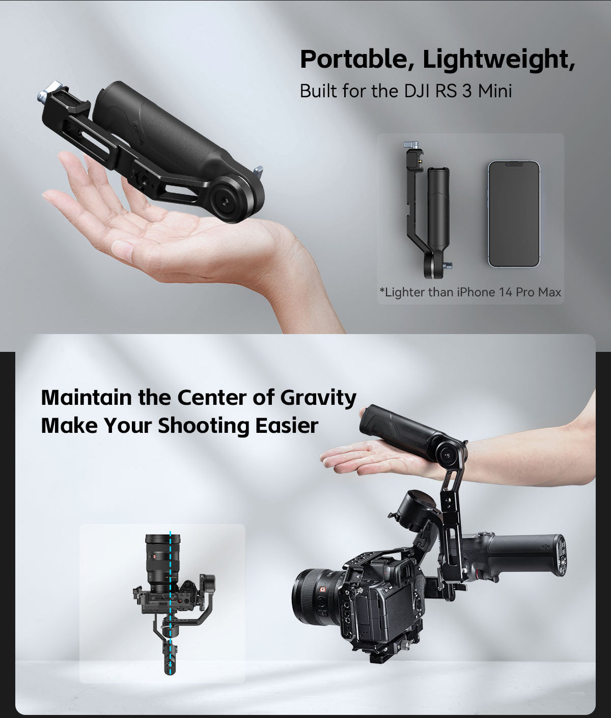 SmallRig Arca-Swiss Mount Plate,Extended vertical Arm for DJI RS 3 Mini -4