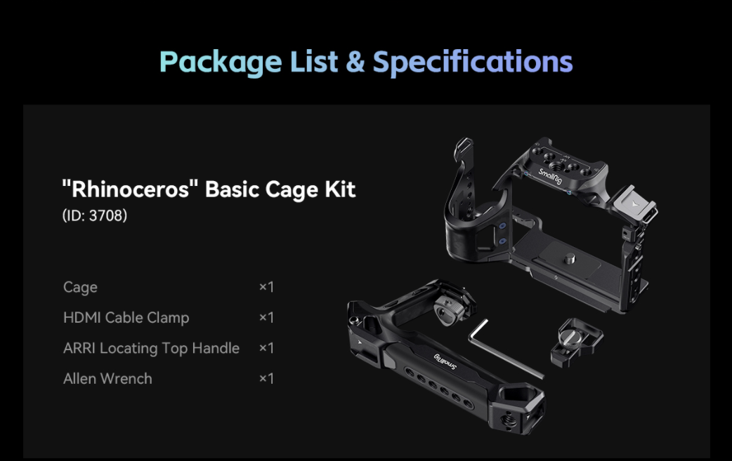 SmallRig Basic Cage Kit for Sony Alpha 7R V  Alpha 7 IV  Alpha 7S III 3708 -24