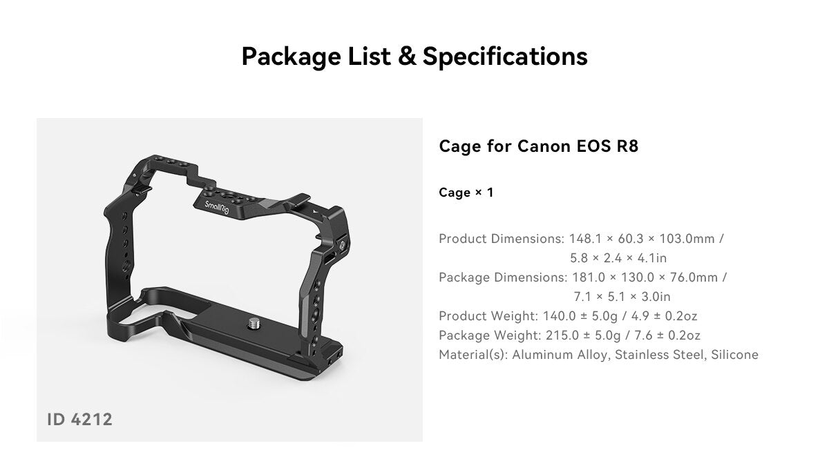SmallRig Cage Accessory Ecosystem for Canon EOS R8 R50-18