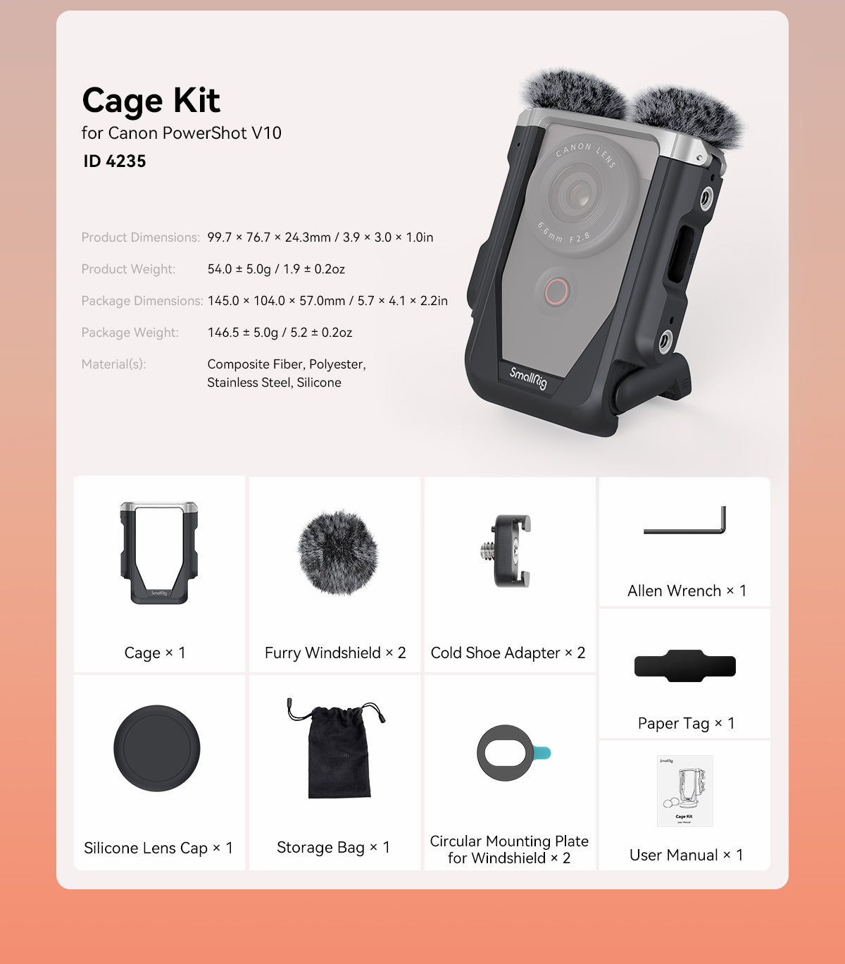 SmallRig Cage Kit for Canon PowerShot V10 4235 -9