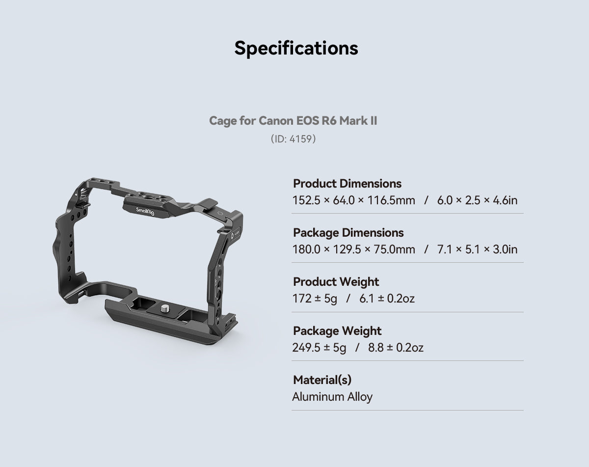 SmallRig Cage for Canon EOS R6 Mark II 4159 -6