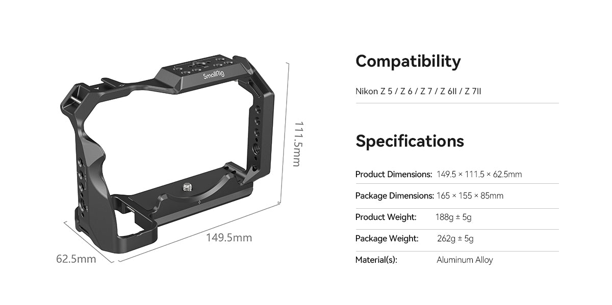 SmallRig Cage for Nikon Z 5 Z 6 Z 7 Z 6II Z 7II 2926B -2