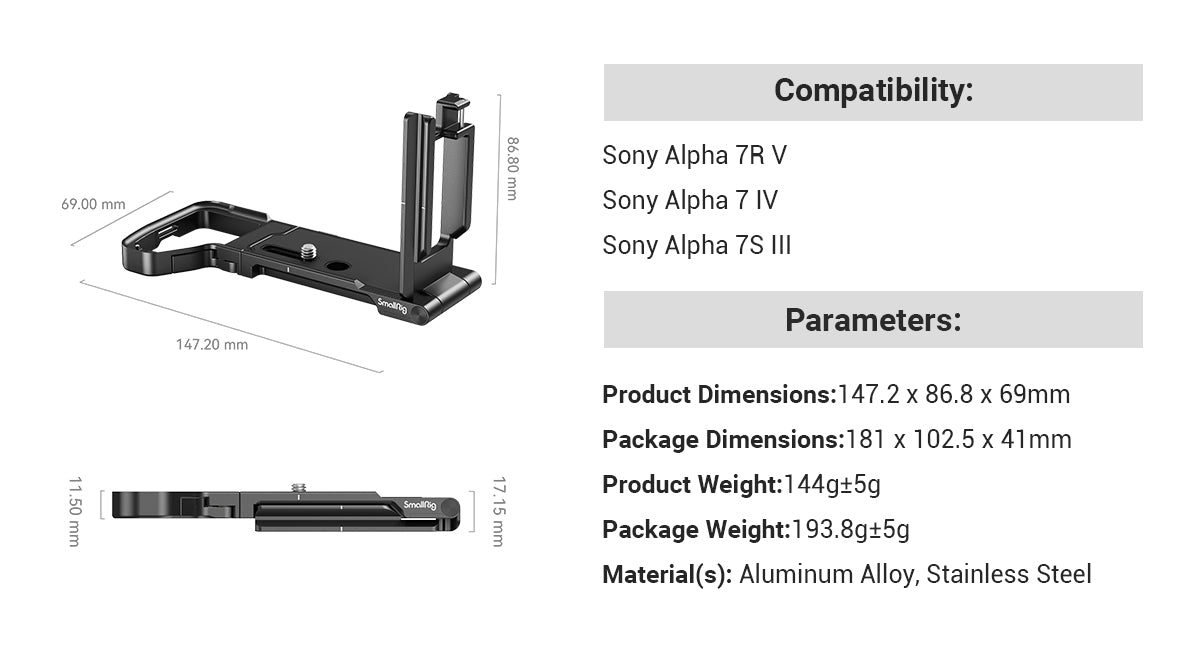 SmallRig Foldable L-Shape Mount Plate for Sony Alpha 7R V  Alpha 7 IV  Alpha 7S III 3984 -2