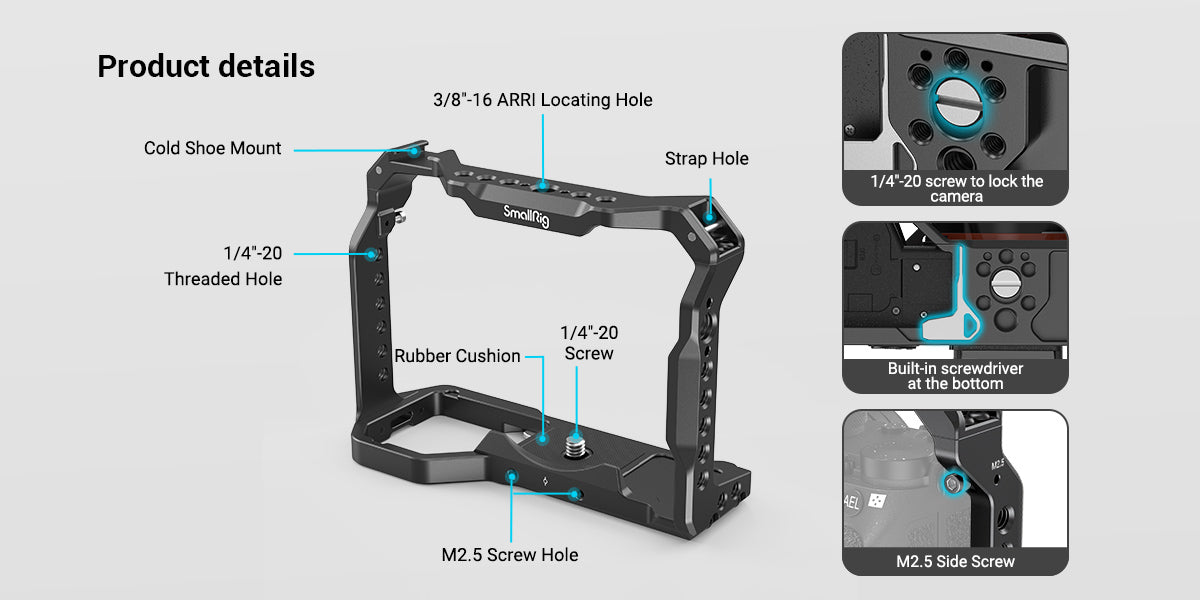 SmallRig Light Camera Cage for Sony A7 III A7R III A9 2918 -4