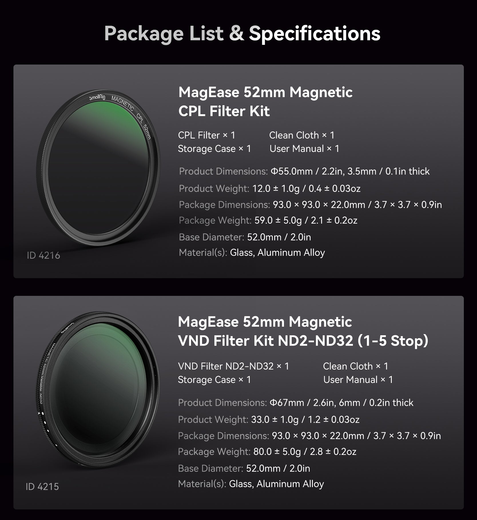 SmallRig MagEase 52mm Magnetic Filter Series-12