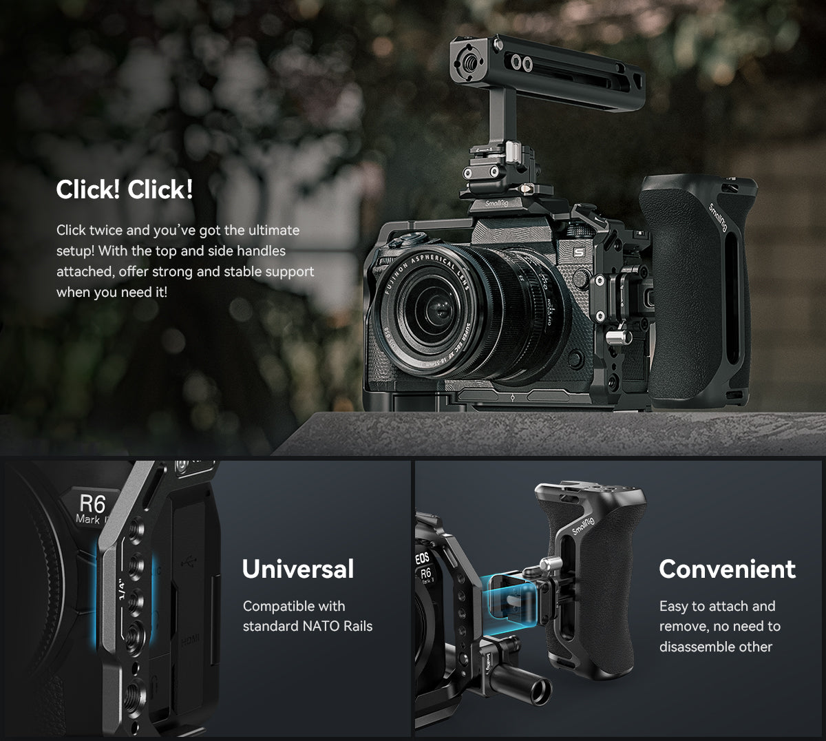 SmallRig Snap-on Quick Lock NATO Side Handle 4017 Top Handle 4175-3