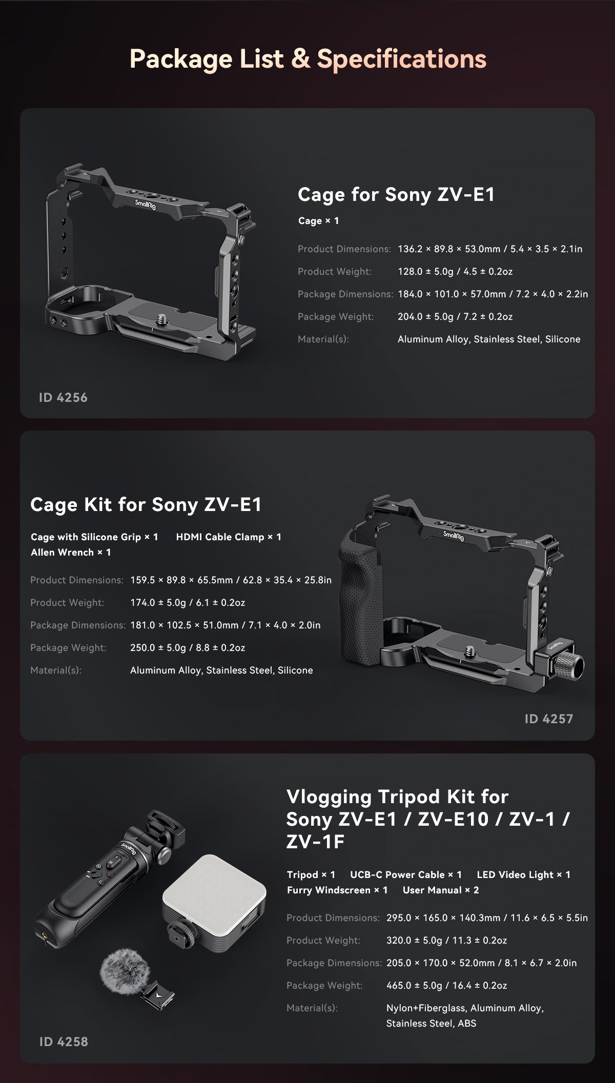 SmallRig Vlogging Tripod Kit for Sony ZV-E1-7