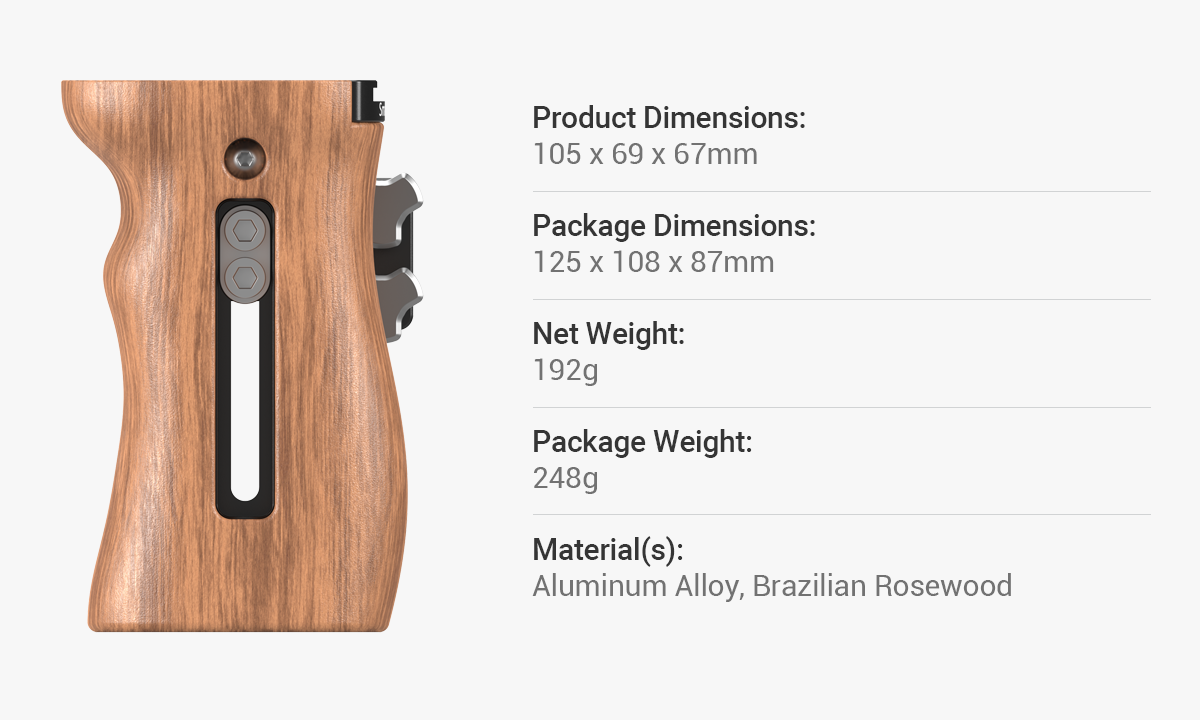 SmallRig Wooden Universal Side Handle HSN2093C -2