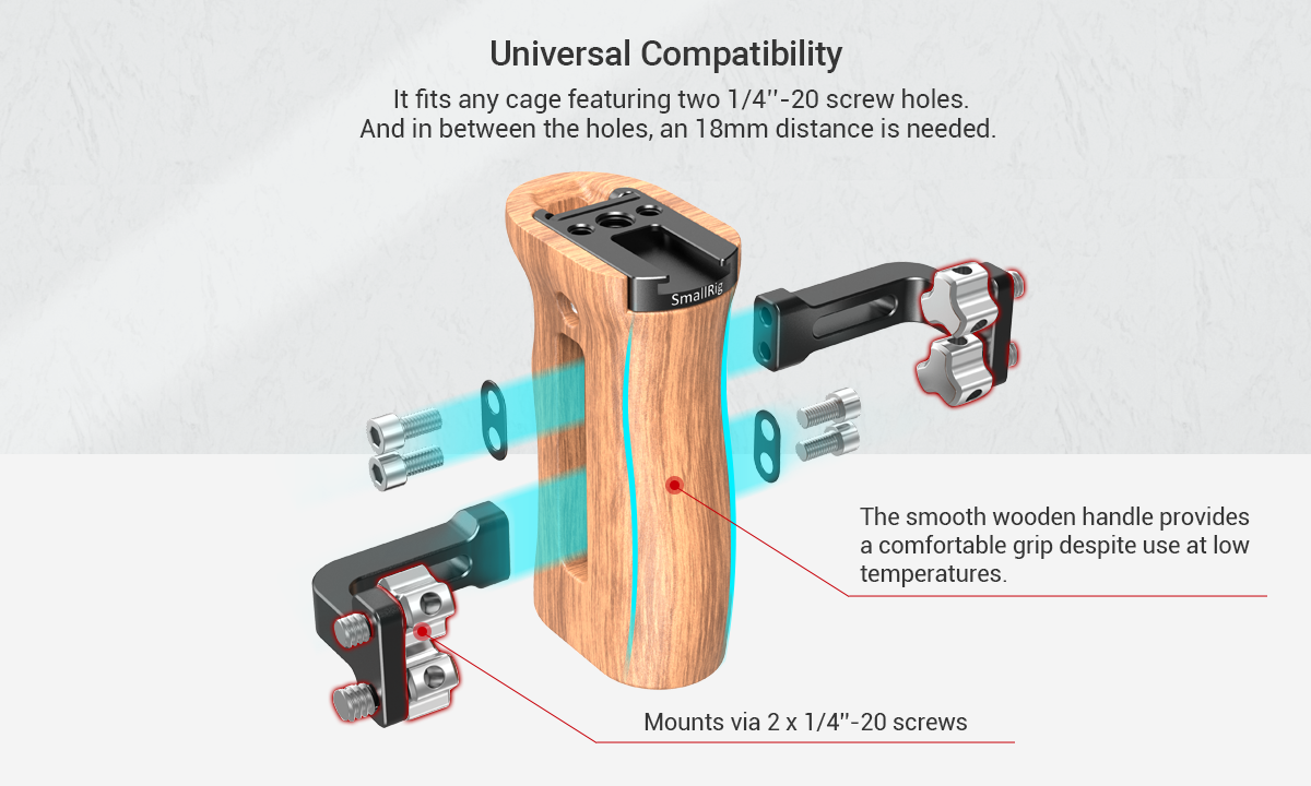 SmallRig Wooden Universal Side Handle HSN2093C -6