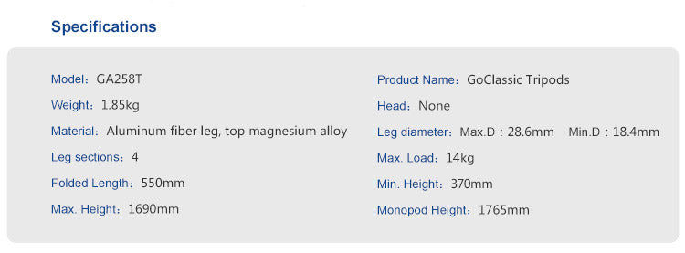 Specification GA258T