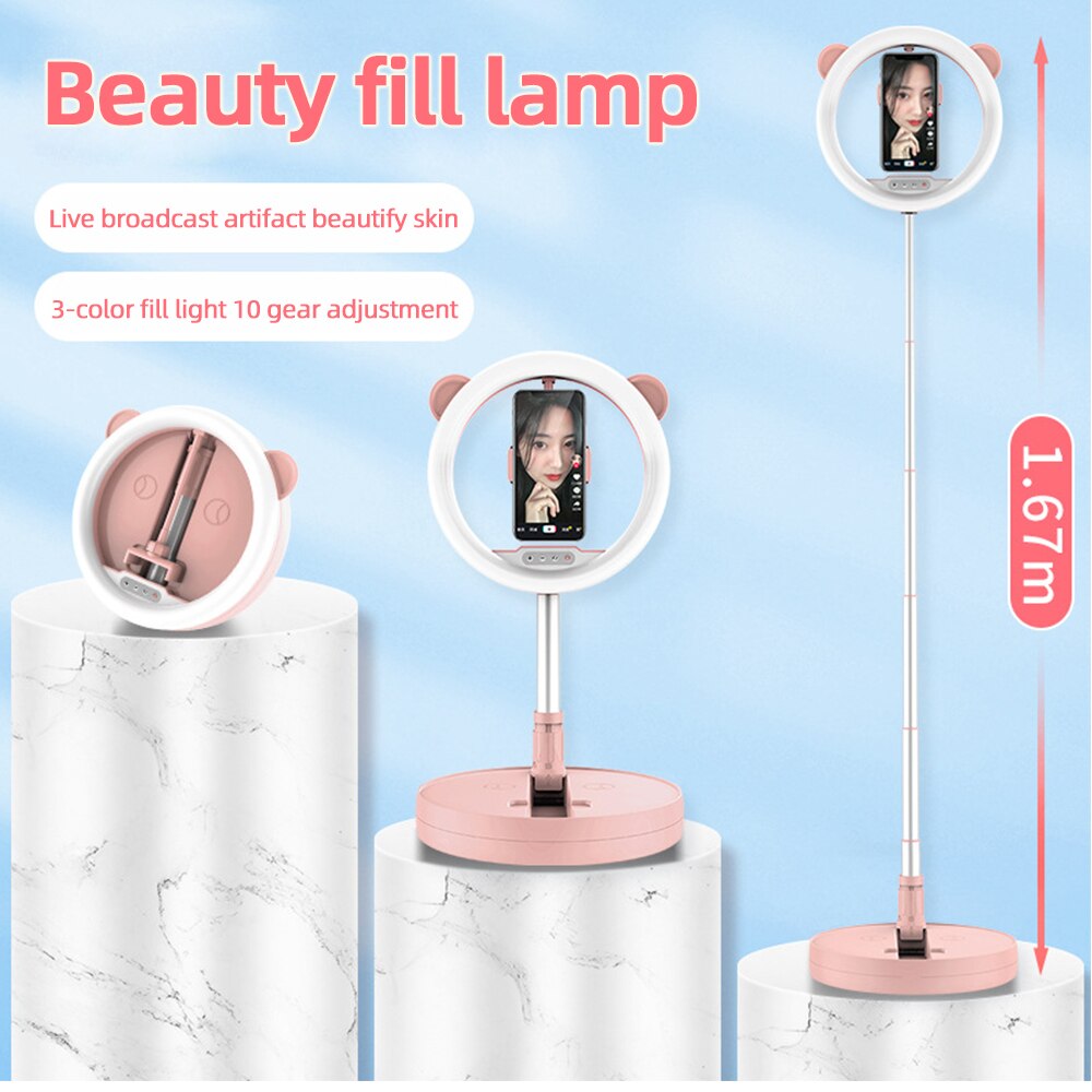 Travor ring light 10 inch foldable ring lamp dimmable selfie ring light