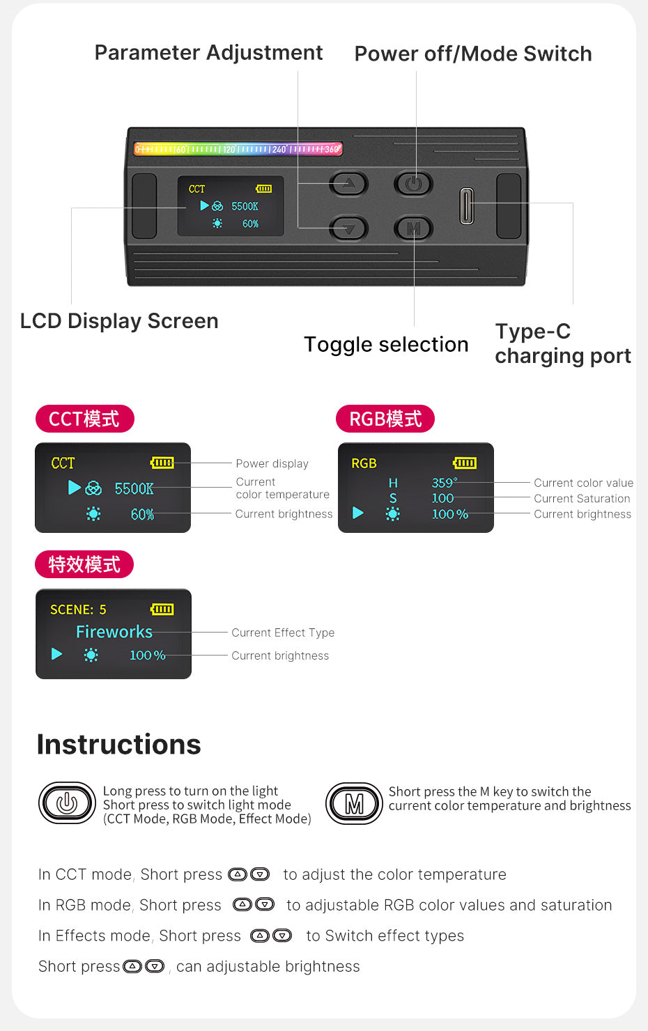 Ulanzi i-Light Mini RGB Handheld led Photography Light Wand