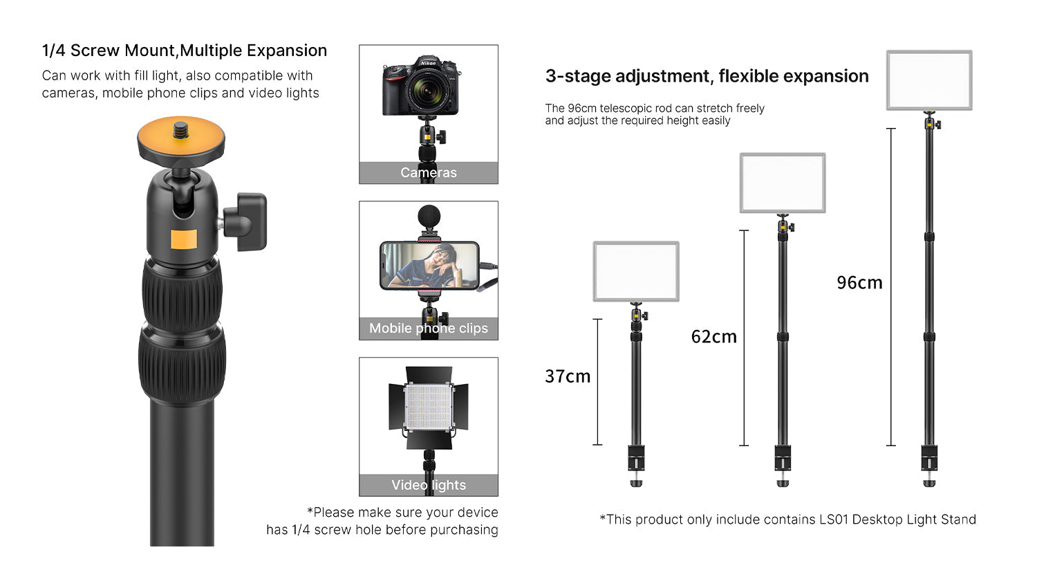 VIJIM LS01 Desktop Extendable Light Stand