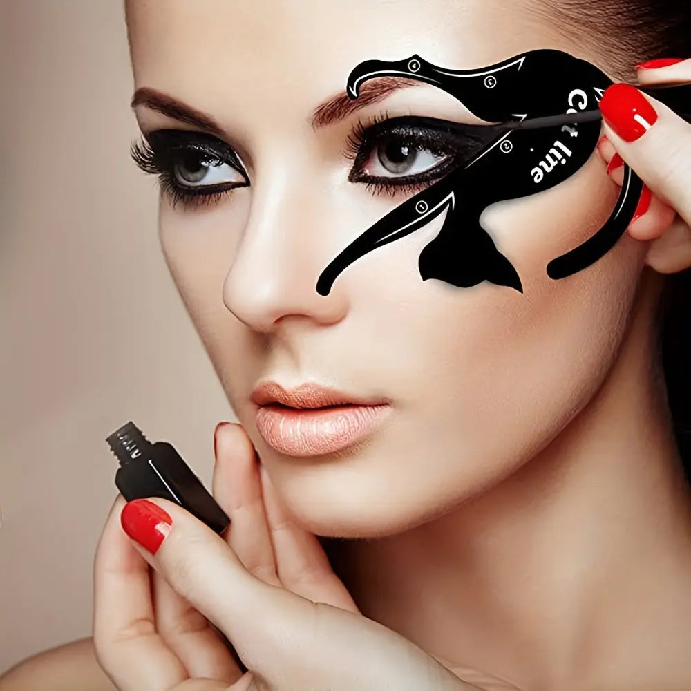 Cat shaped eyeliner stencils for precise smoky eye makeup