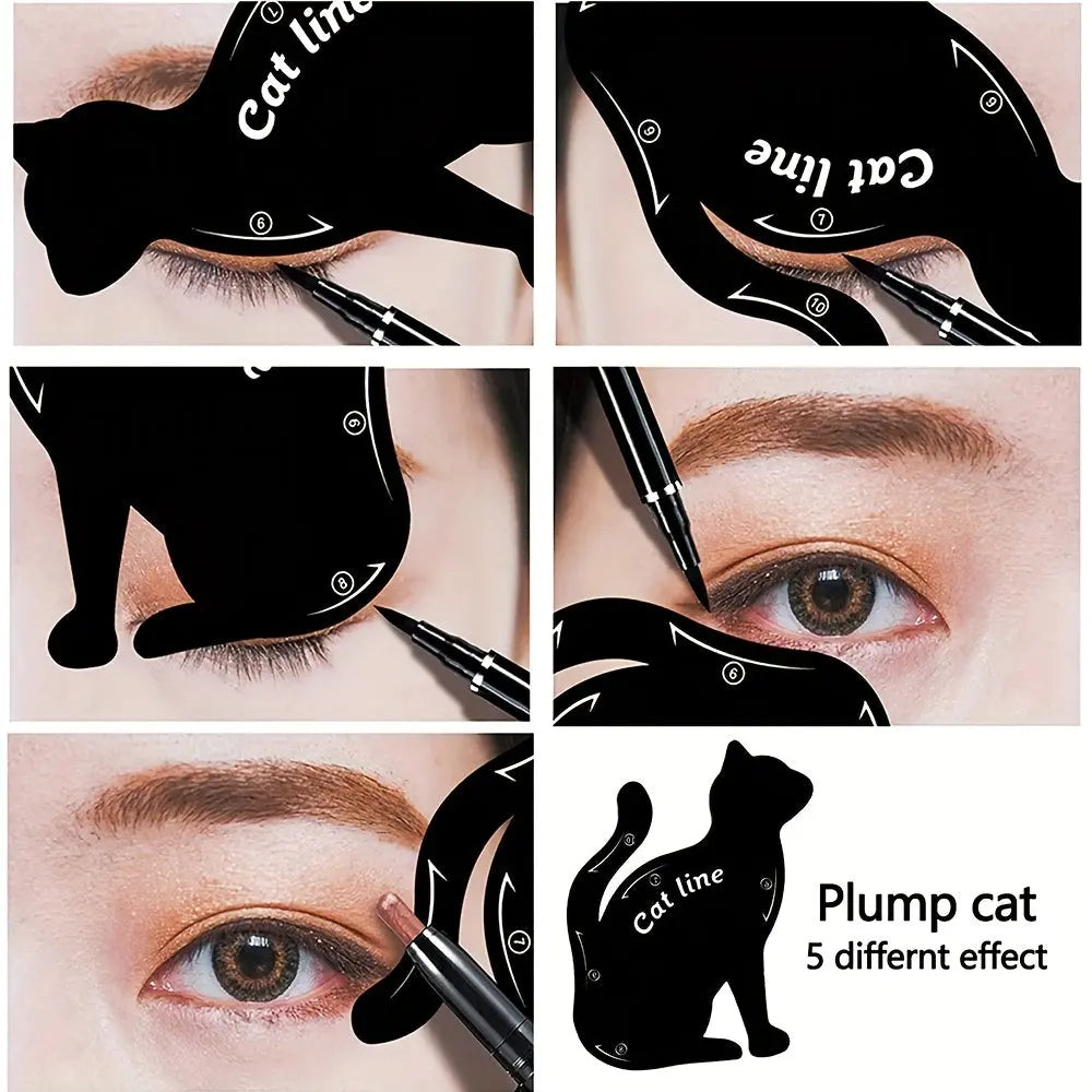 Cat shaped eyeliner stencils for precise smoky eye makeup