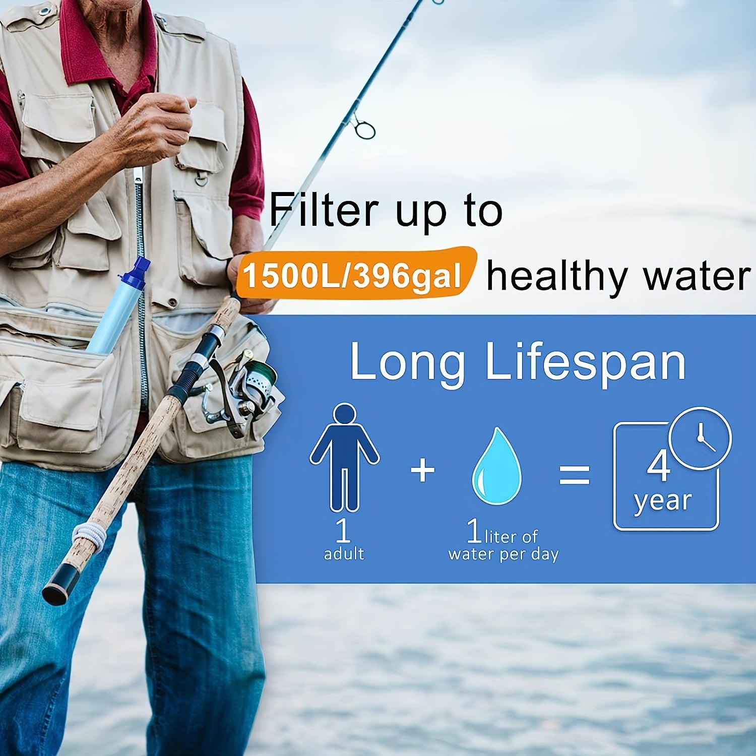 1pc Outdoor Water Filter Straw for Survival and Adventure