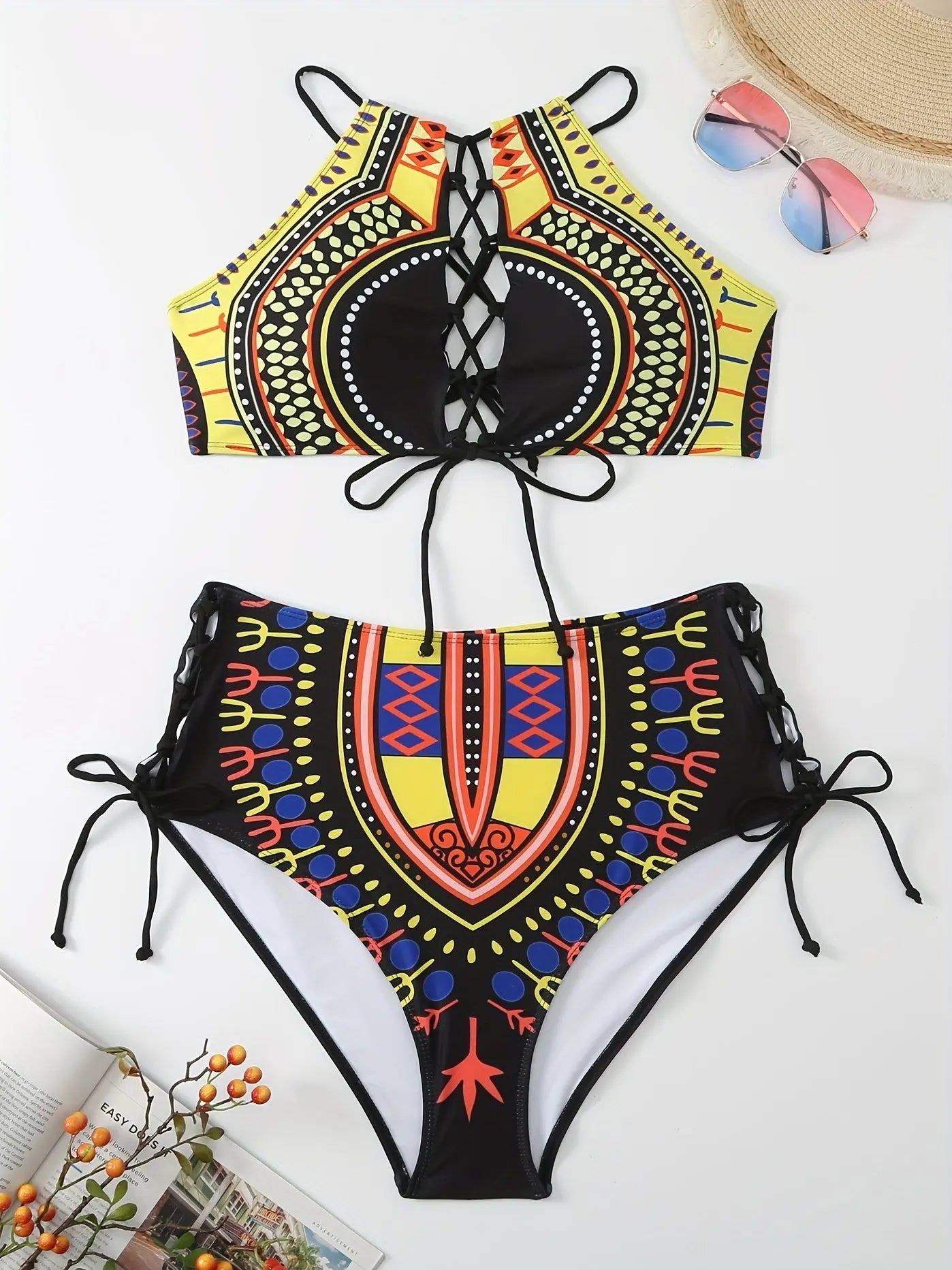 Stunning Plus Size Ethnic Print Bikini Set
