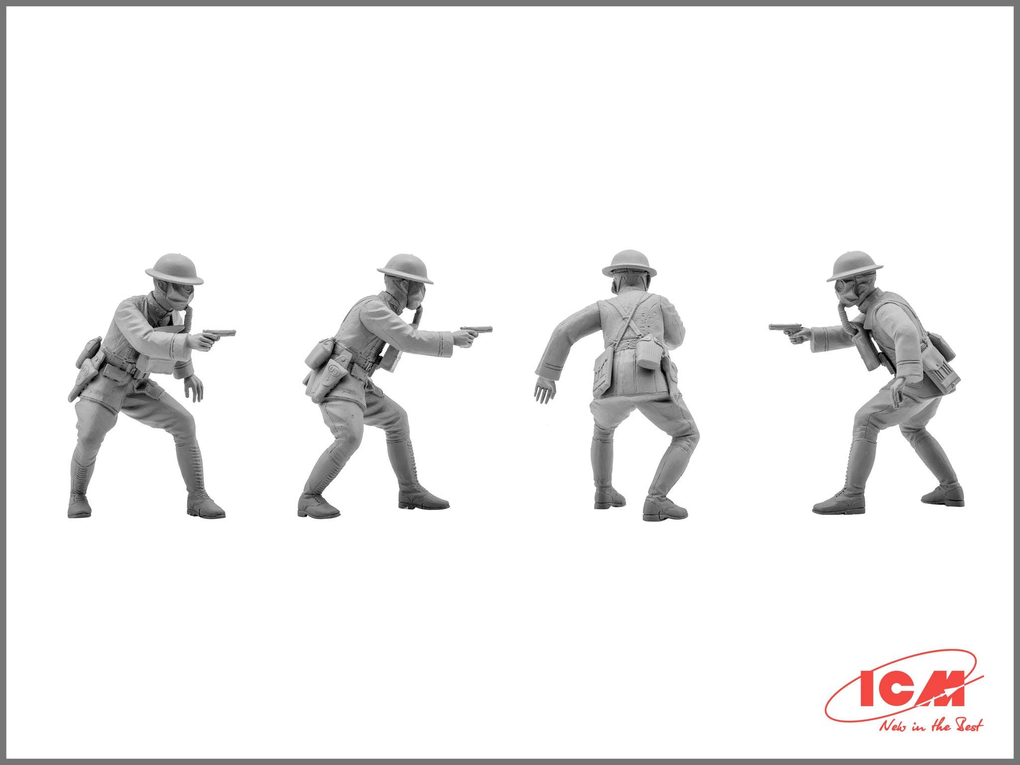 1/35 ICM US Infantry in Gas Masks (1918) 4 Figures 35704