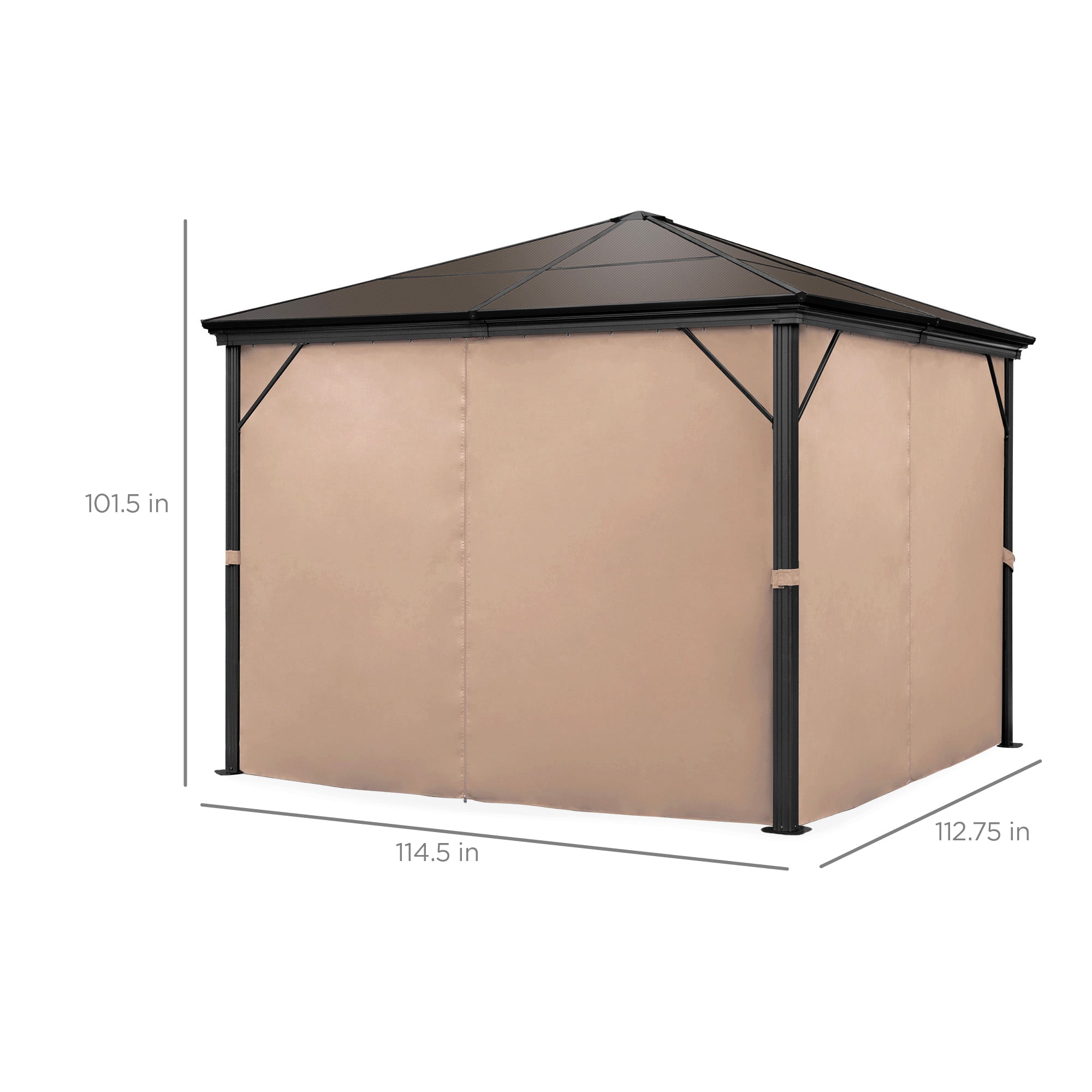 Outdoor Hardtop Gazebo w/ Aluminum Frame, Side Curtains, Netting - 10x10ft