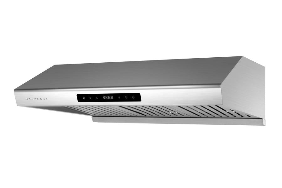 Hauslane 30 Inch Stainless Steel Ergonomic Style Under Cabinet Range Hood with High Suction Power and LED
