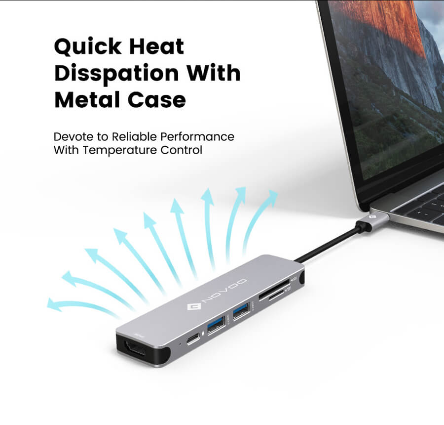 NOVOO USB Type C Hub 6 in 1 PD 100W