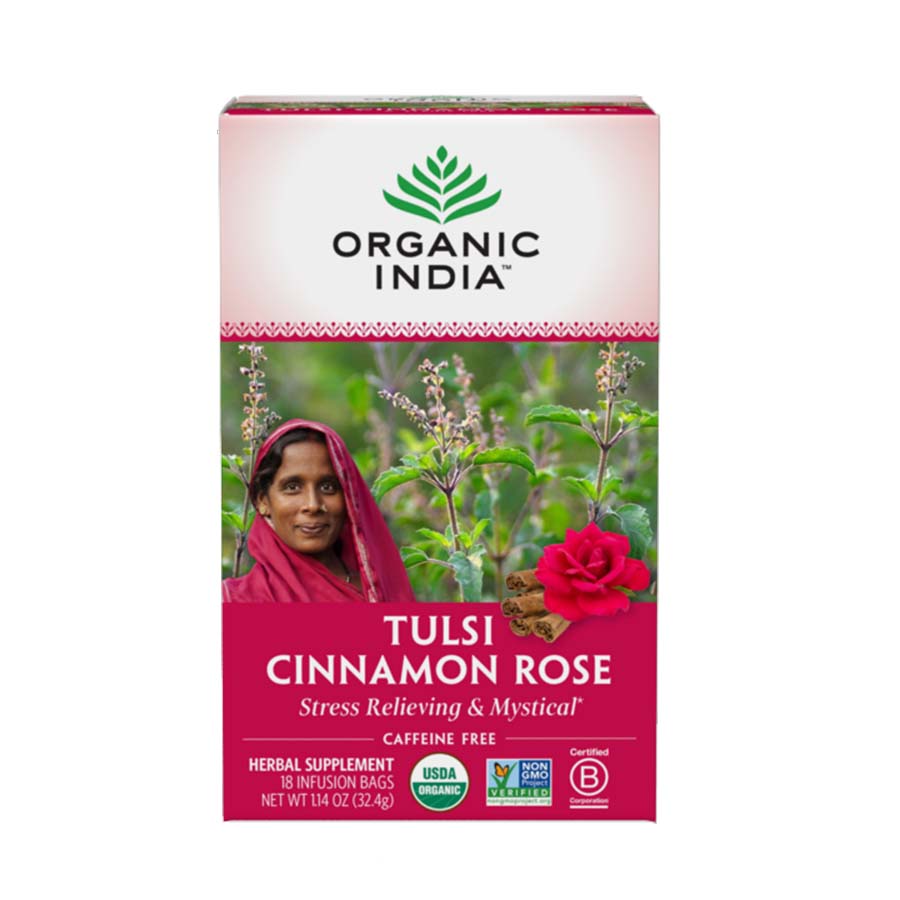 Organic India Cinnamon Rose Tulsi Infusions Tea 18 infusion tea bags