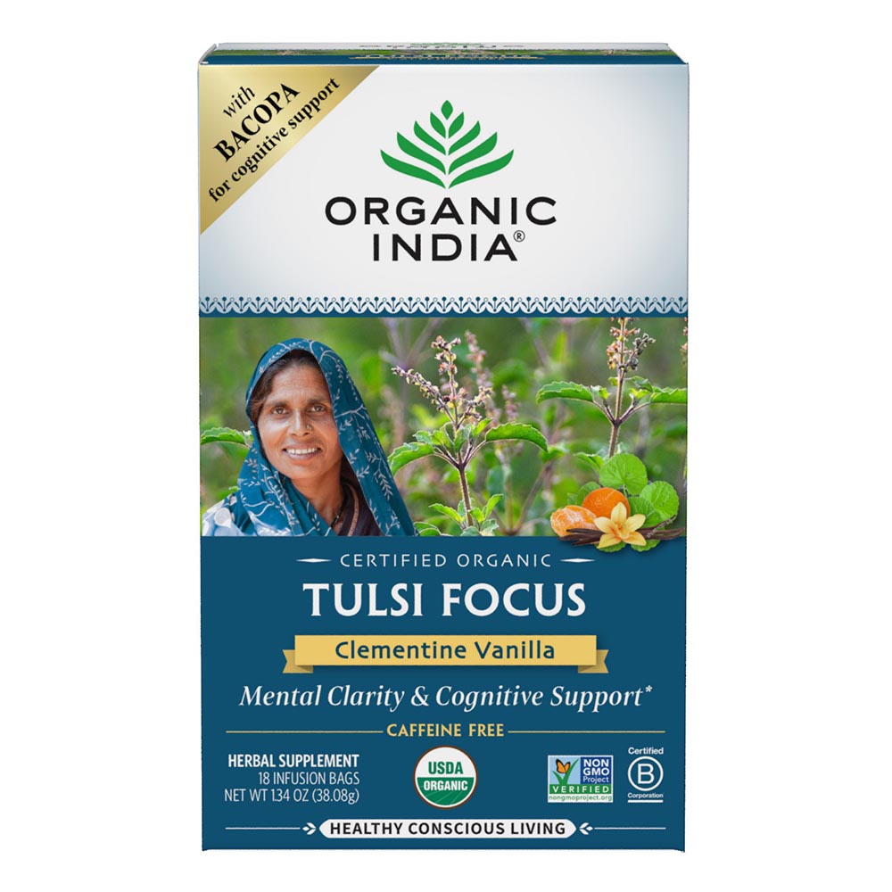 Organic India Tulsi Infusions Tea Tulsi Focus Tea, Clementine