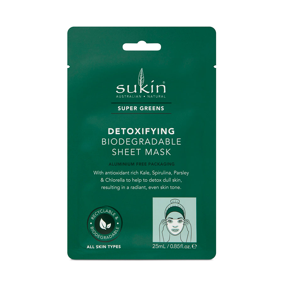 Sukin Super Greens Detoxifying Sheet Mask Sachet 0.85 fl. oz.