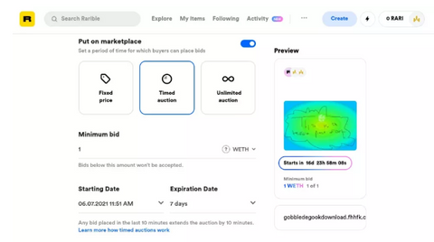 Set up auctions for your NFTs.
