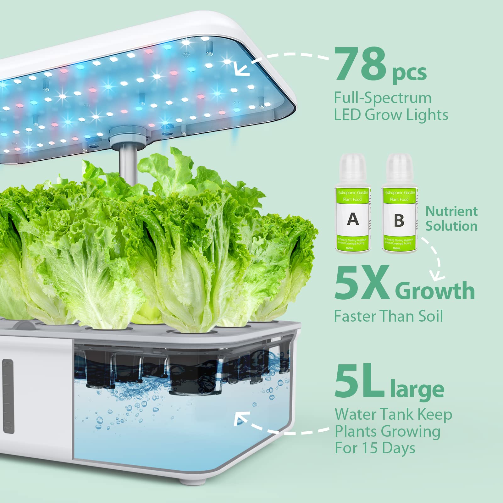 14 Pod Smart WiFi Hydroponics Growing System | White