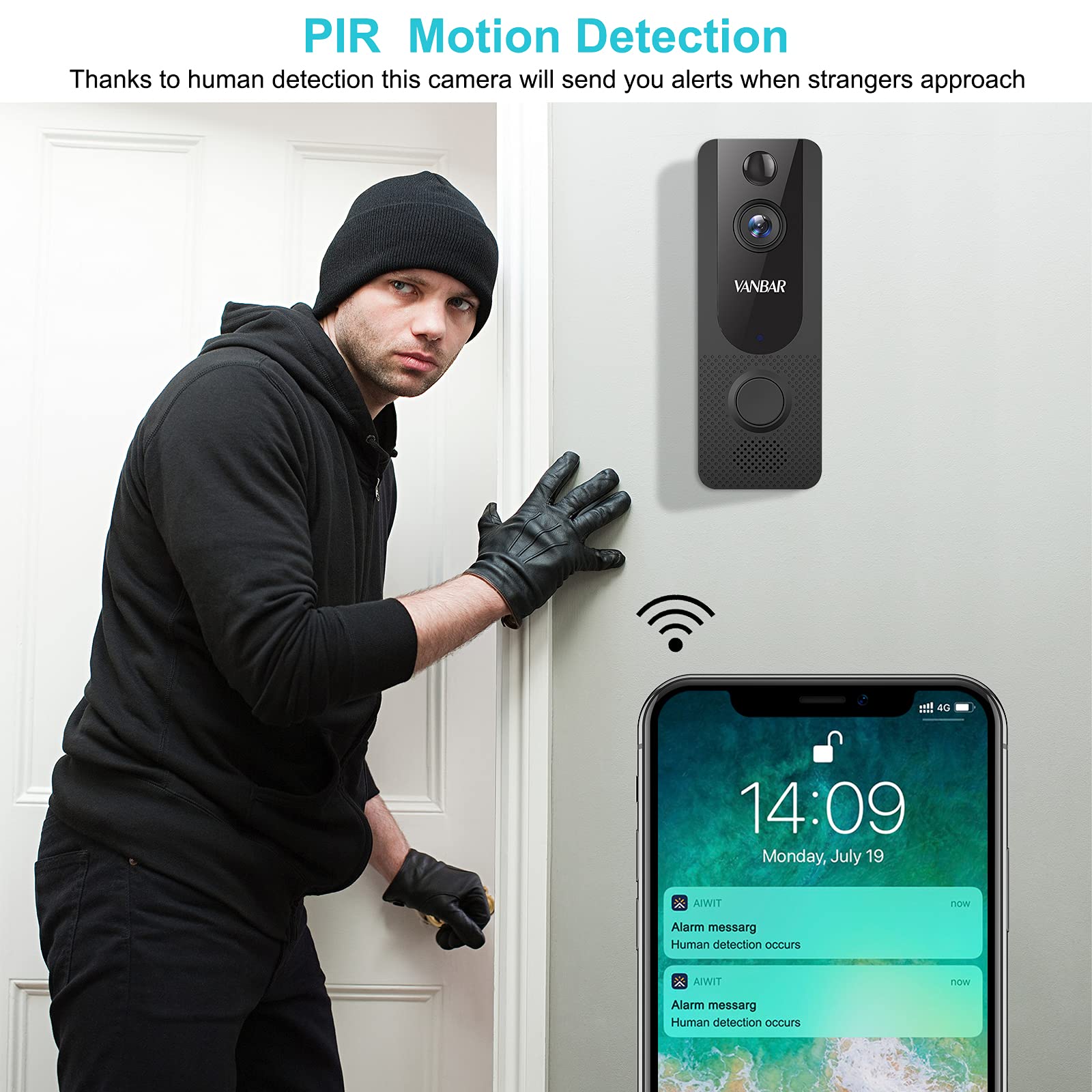 Smart Wireless Video Doorbell Camera | Black