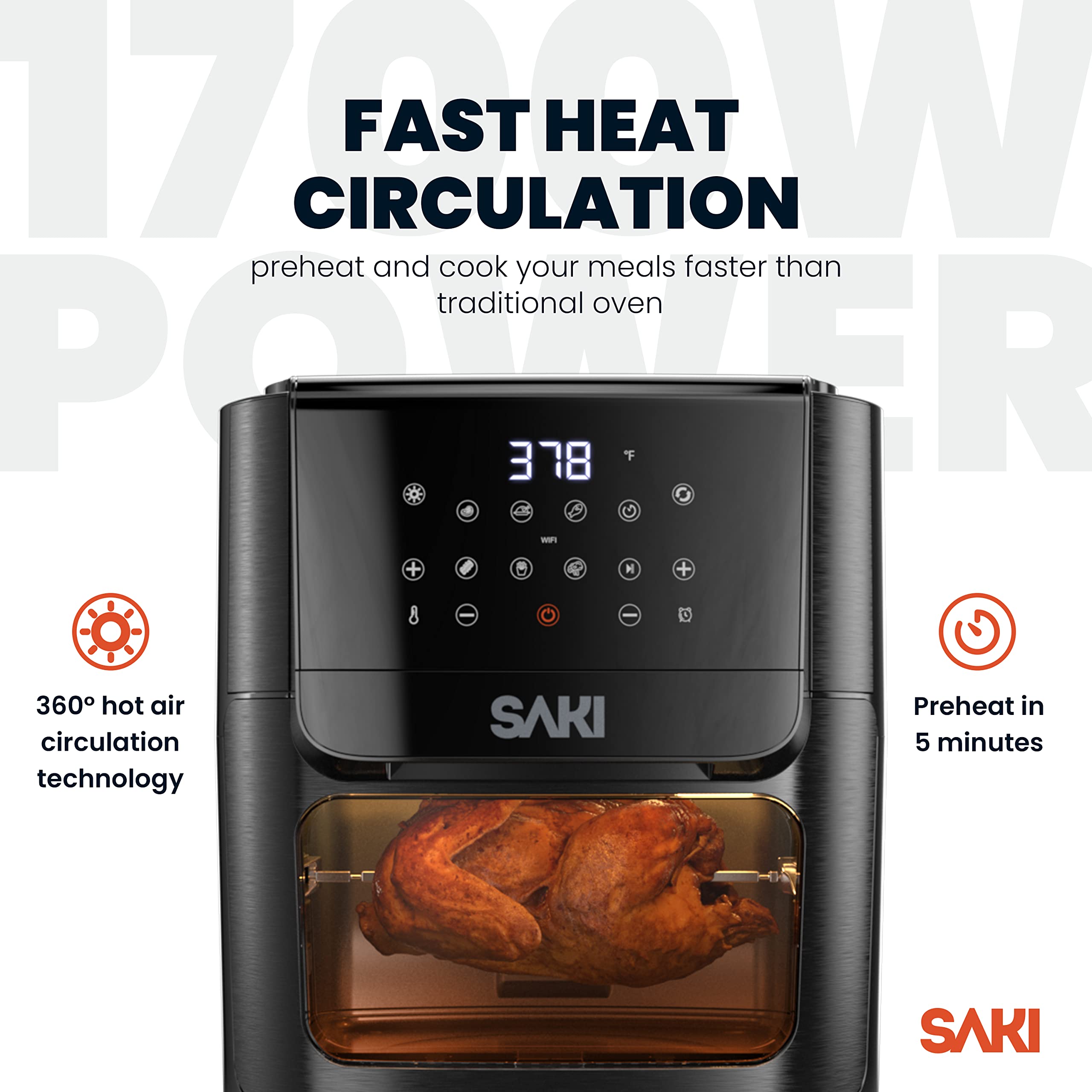 Smart Air Fryer Oven XL 13 Quart | Black