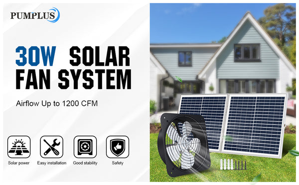 Solar Fan, Powerful 30-Watt Ventilation Fan Kit Solar Powered Roof Ven