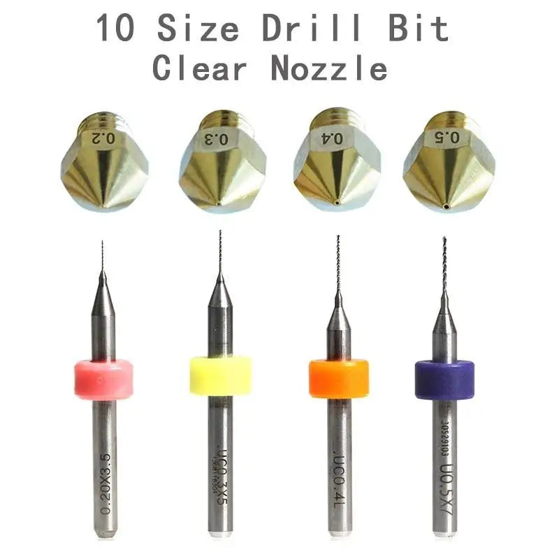 Tronxy 3D Printer Parts Drill Bit for Cleaning Nozzle with 10 size 0.1 0.2 0.3 0.4 0.5 0.6 0.7 0.8 0.9 1.0mm