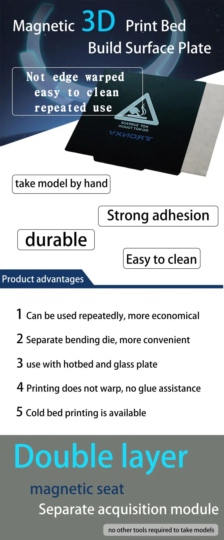 Tronxy 3D Printer Magnetic Build Sticker Flexible Platforms Double Print Tape 3D Printing Accessories Heated Bed Sticker Removable Build Plate 3D Printer Upgrade