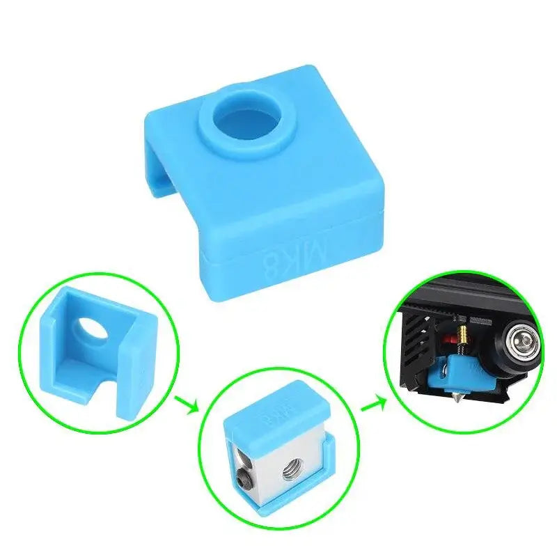 Tronxy 3D Printer Accessories Silicone Sock For 3D Printer MK7 MK8 MK9 Heated Block Cover Protective Silicone Cover 3D Printer Heated Block Insulator High-Temperature Silicone Case DIY 3D Printing Accessories Heat-Resistant Silicone Sock