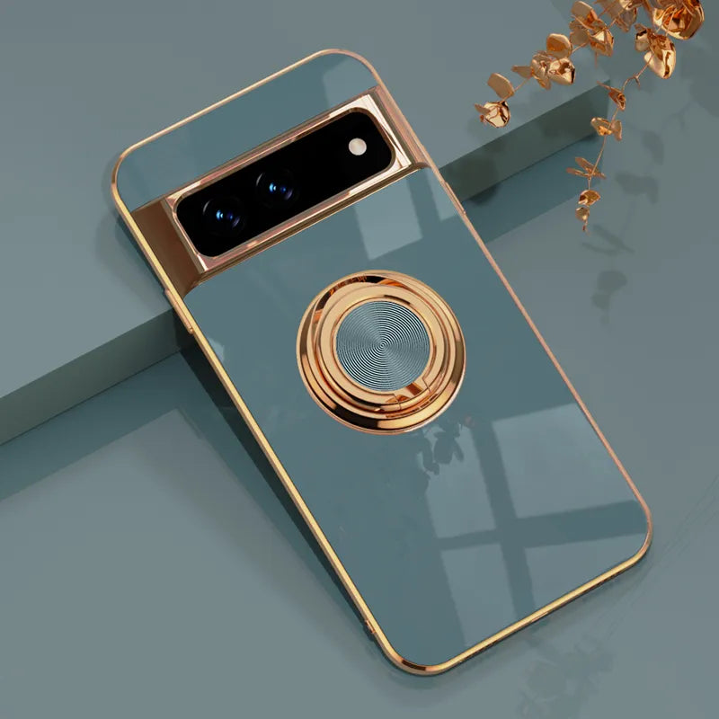 Luxury Electroplating Case with Ring Holder For Google Pixel 8 Series