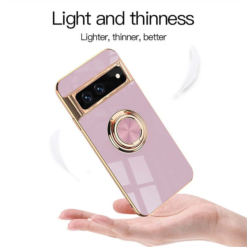 Luxury Plating Silicone Shockproof Phone Case For Google Pixel 7 Series