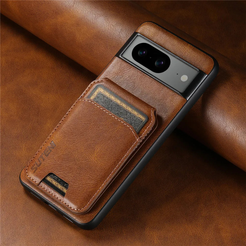 Leather Wallet Case with Card Holder for Google Pixel 8 Series