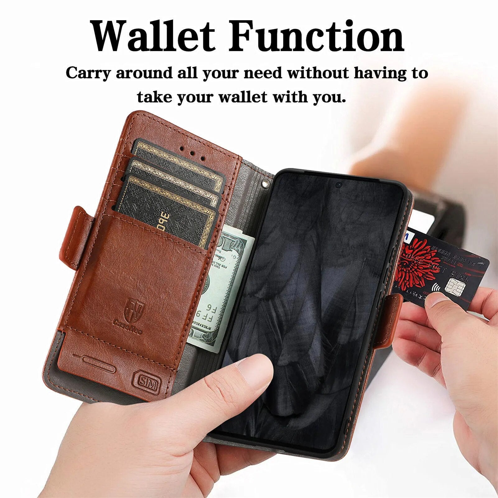 Premium Leather Case with Multifunction Wallet For Google Pixel 8 Series