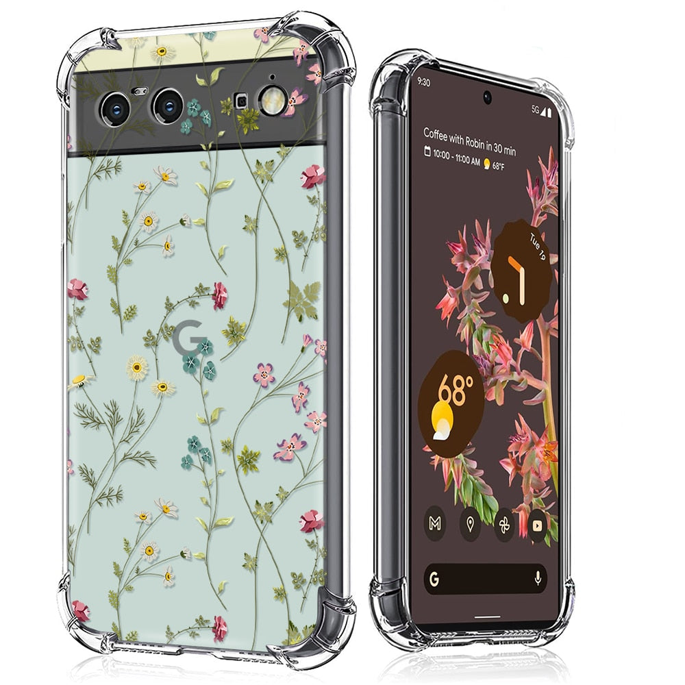 Flower Leaf Transparent Phone Case for Google Pixel 7 Pro