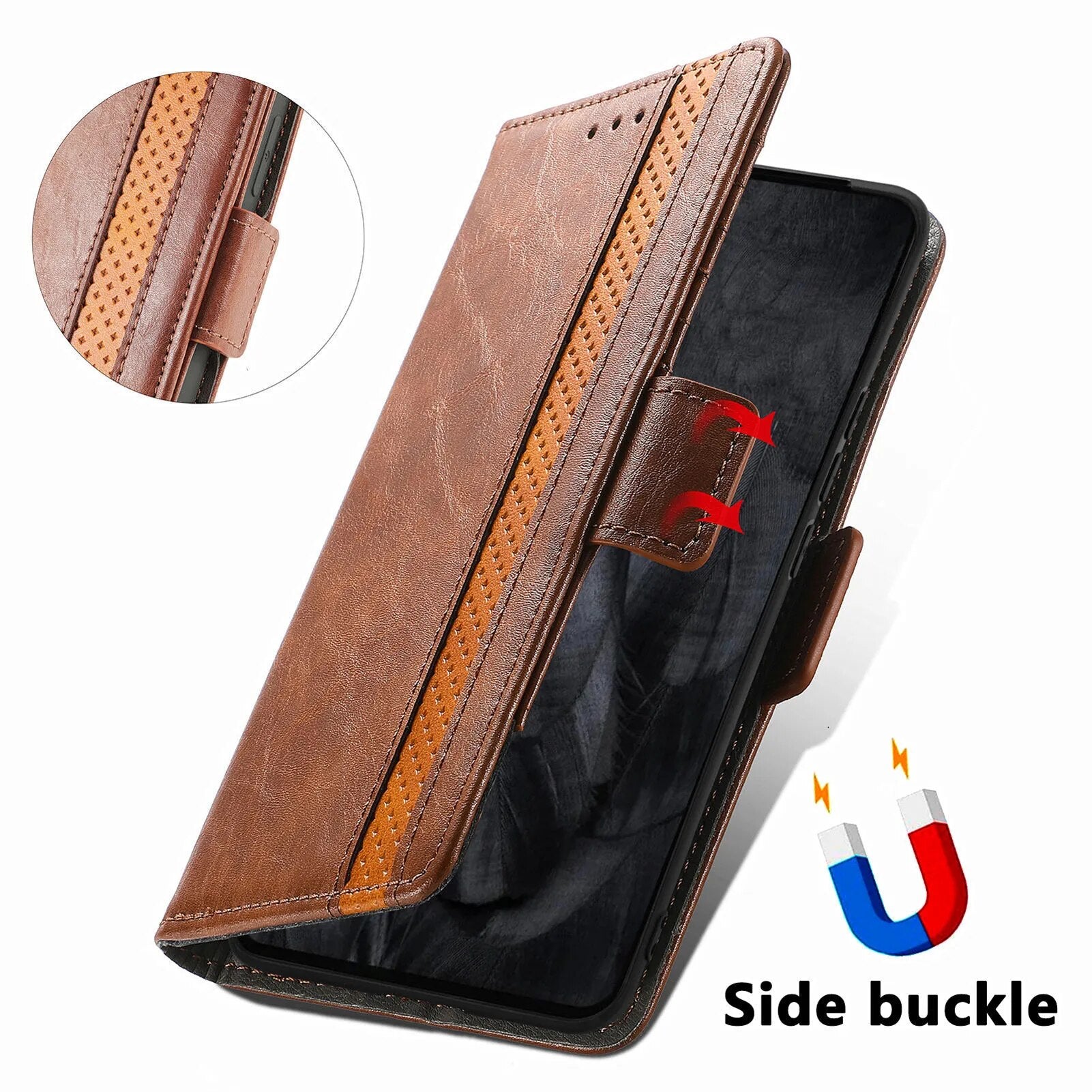 Premium Leather Case with Multifunction Wallet For Google Pixel 8 Series