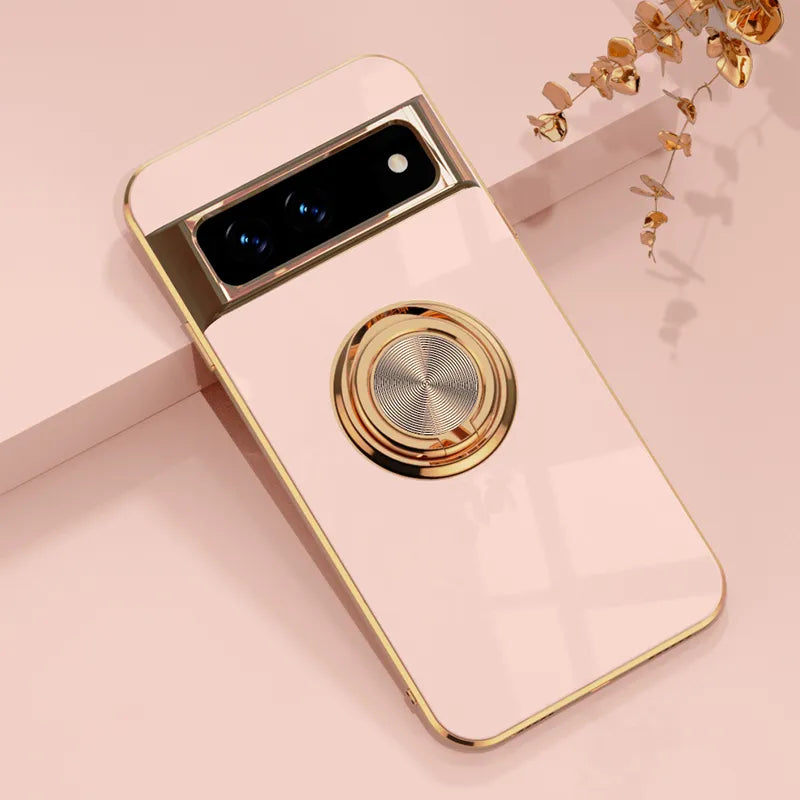 Luxury Electroplating Case with Ring Holder For Google Pixel 8 Series