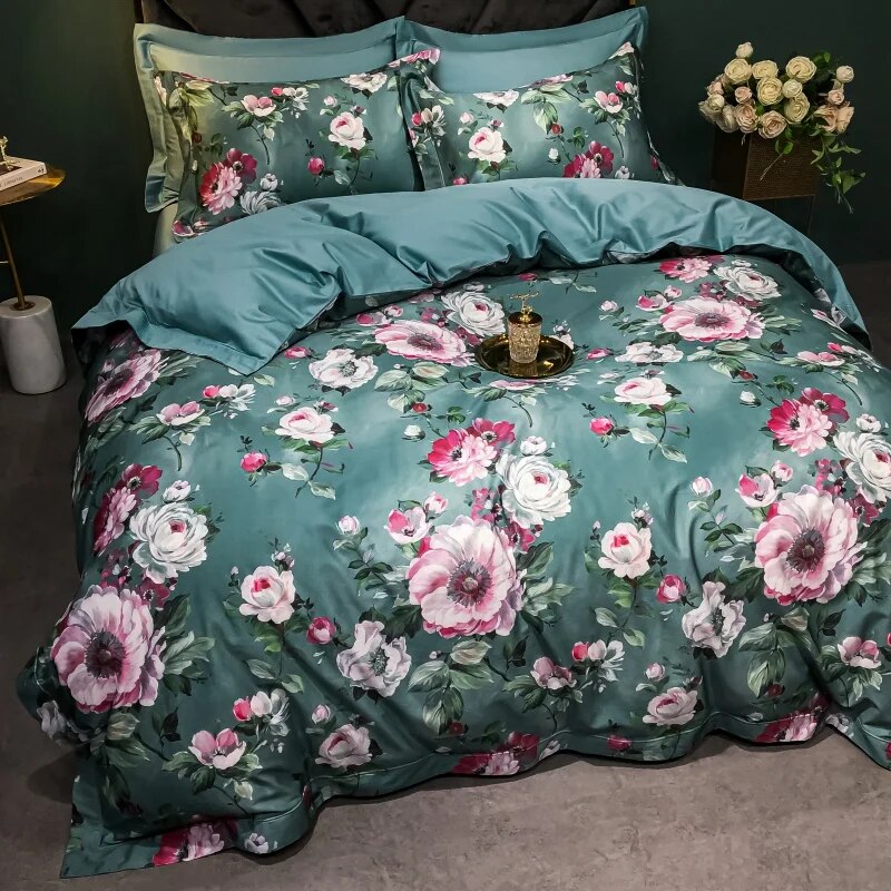 Wanda Aqua Floral Bedding Set